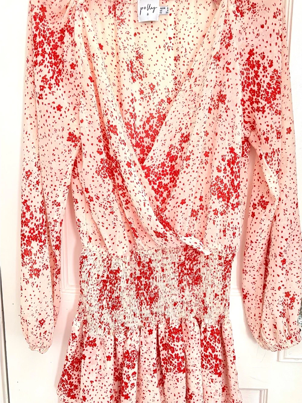 Princess Polly Altona Mini Dress floral Cream & Red Fairycore Romantic - Picture 3 of 6